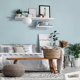 Icona Bay 24 Inch Floating Shelves for Wall, Set of 3 in Powder White, Modern Rustic Style, Wall Mounted Display Shelves, Picture Ledges