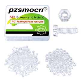 Pzsmocn 200 Pieces/100 Sets M3*12 mm PC Transparent Plastic Cross-recessed Round Head Screws and Hexagonal Nuts Kit, Corrosion-Resistant, for DIY, Model and Electronic Product Fixation.