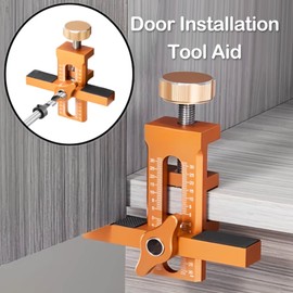 Cabinet Door Installation Positioner Set, with 3 Drills and Work Gloves, Aluminium Alloy Adjustable Cabinet Door Installation Positioner, Quick Assembly, Cabinet Woodworking Tools