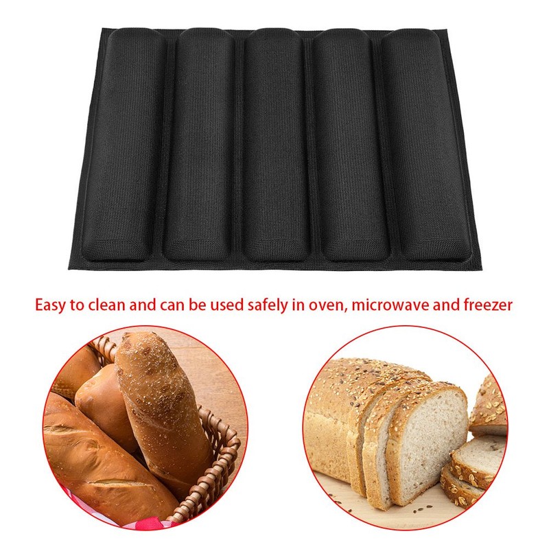 Baking Tray Baguette Mould 5 Cavities Rectangular Reusable Non-Stick Hot