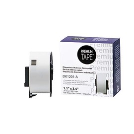 Premium Tape Die-Cut Standard Address Labels - Alternative for Brother DK-1201-1-1/7" x 3-1/2" (29 mm x 90 mm) - White - 400 Labels/Roll - 1 Roll/Pack