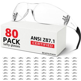 Hoqiwild Clear Safety Glasses Bulk of 80,ANSI Z87.1 Safety Googles for Men Women, Impact Scratch-Resistant Lens Eye Protection for Lab,Construction,Shooting Range,Woodworking,Outdoor