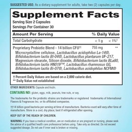 Nutrition Now Pro-Biotic Acidophilus for Life Capsules, 60 Count  Para digestión saludable, apoya función inmunológica, inhibe bacterias dañinas      
