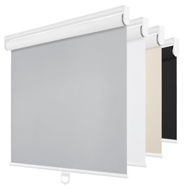 ChrisDowa Cordless Blackout Roller Shades for Windows, Thermal Insulated UV Protection Pull Down Shades, Total Blackout Window Blinds for Home, Office, Bedroom, Door (22" W x 72" H, Grey)