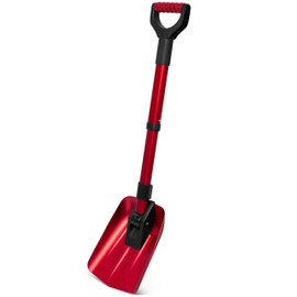 34” Folding Emergency Snow Shovel – Rugged Compact Tool for Car, Snowmobiles, or ATV – Compact Winter Survival Gear - Skiing Camping Mud Avalanche - Collapsible Multifunctional - Red