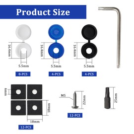 CATELL Kennzeichen Schrauben Fitting Kit, M5x20 Edelstahl Nummernschild Schrauben mit Abdeckkappen Inklusive Schwarz Weiß und Blau Kennzeichen Schrauben Motorrad für Autos und Motorräder