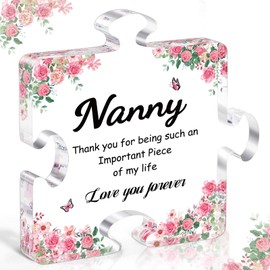 Nanny Nan Gifts for Mothers Day: Linkax Nanny Birthday Gifts, Puzzle Shaped Acrylic Plaques Decorations, Present for Grandma Mum Sister Auntie, Nana Nan Appreciation Gifts from Grand Kids