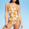 Sunn Lab Swim One Piece Swimsuit Burnt Yellow Floral Print
