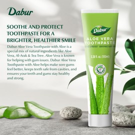 Dabur Herbal Toothpaste - Oral Care with All Natural, Fluoride-Free Formula and Healthy Toothpaste Bliss- Infused Brilliance for a Naturally Fresh Breath - Ignite Your Smile Naturally - Aloe Vera