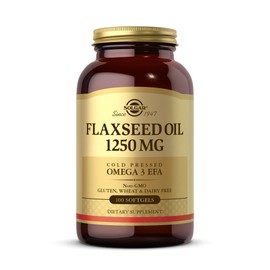 Solgar Flaxseed Oil 1250 mg, 100 Softgels - Organic, Cold-Pressed Omega 3 Essential Fatty Acids - Supports Heart, Immune & Skin Health - Non-GMO, Gluten Free, Dairy Free - 50 Servings