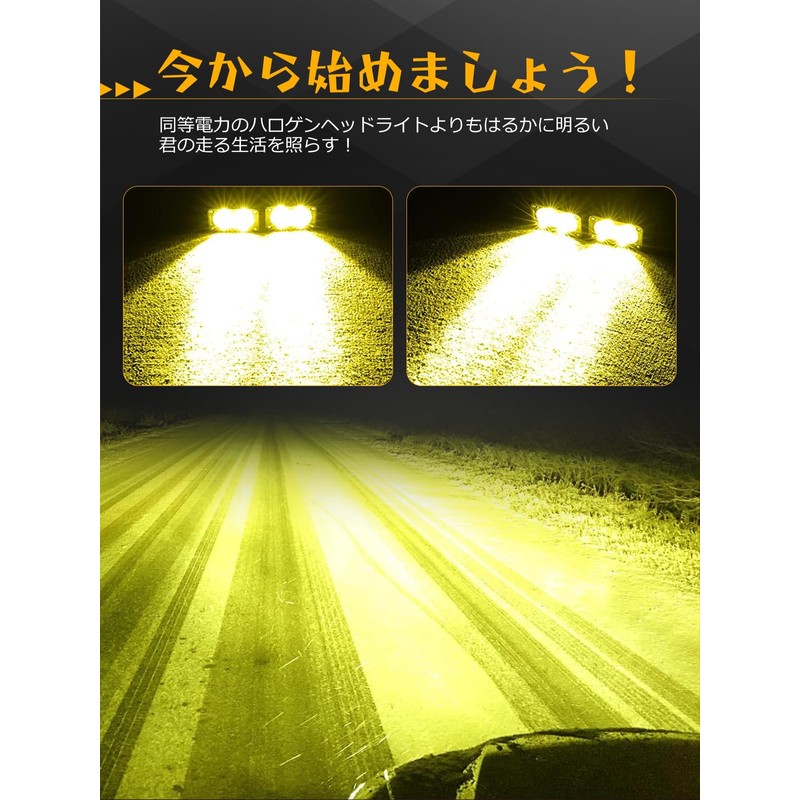 CHELHEAD 3-Inch LED Work Light, Yellow, 50W, Motorcycle LED Fog