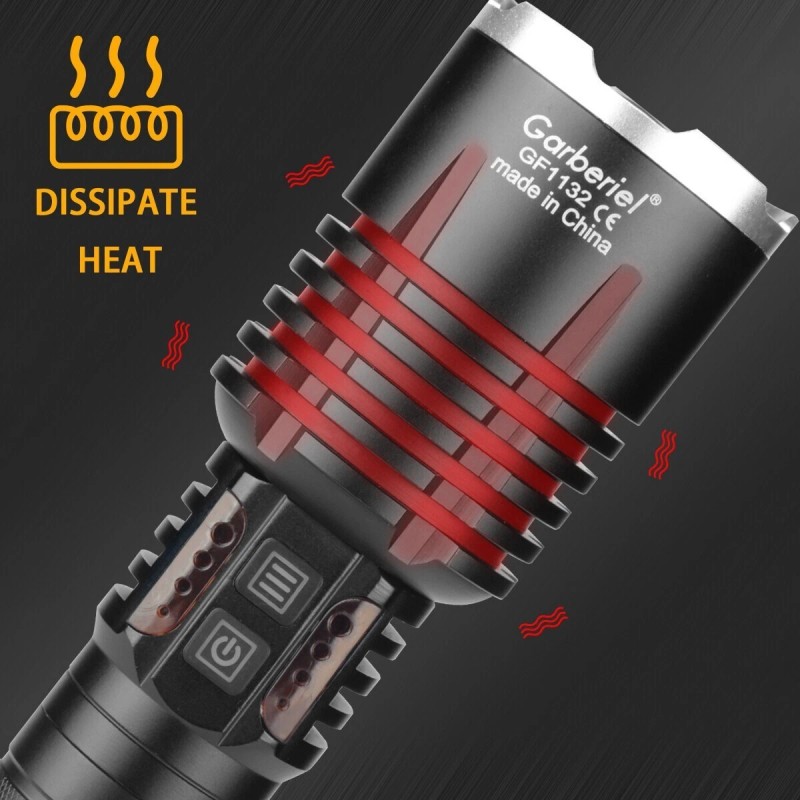 Garberiel 9900000Lumen Super Bright XHP120 LED Flashlight Rechargeable High Powerful