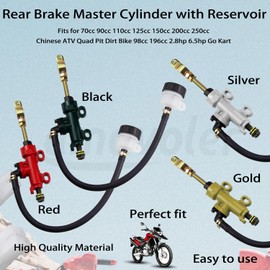 Amavoler Rear Brake Master Cylinder+ Reservoir Replacement Parts Fits for 98cc 196cc 212cc 2.8hp 3.0hp 6.5hp Coleman CK100 KT196 70cc-250cc Chinese ATV Quad Pit Dirt Bike. (Silver)