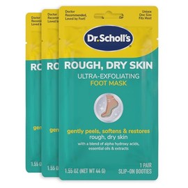 Dr. Scholl's Ultra Exfoliating Foot Peel Mask 3 Pack, Gently Peels and Softens Rough, Dry Skin, with Urea, 3.0 Count 1 Pair