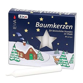 Sigro 20 Stück Baum Kerzen, 13 x 105 mm, Wachs, weiß, 1,3 x 1,3 x 10,5 cm