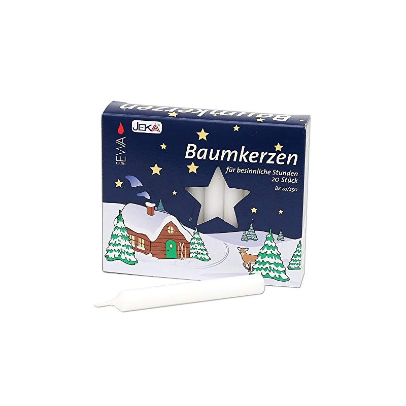Sigro 20 Stück Baum Kerzen, 13 x 105 mm, Wachs, weiß, 1,3 x 1,3 x