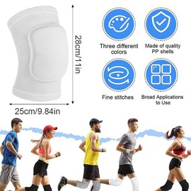 EIHI Pack of 2 Knee Pads, Soft Sponge Knee Pads for Men and Women, Knee Pads for Volleyball, Indoor Sports, Dance, NTI Collision Soft Thickening, Elastic Collision Prevention - White, L, b