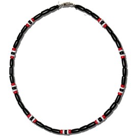 Native Treasure 18" Mens and Womens Black Tropical Summer Beach Surfer Necklace From the Philippines, Coconut Beads and White Ark Shells