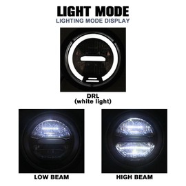 Uchoose 6.5Inch Motorcycle Round LED Headlights Front Headlamp Features Distance Light available Refit Headlight with Brackets (White)