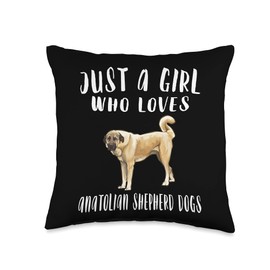 Anatolian Shepherd Dogs Owner Gift Im Just A Girl Who Loves Anatolian Shepherd Dogs Lover Throw Pillow, 16x16, Multicolor