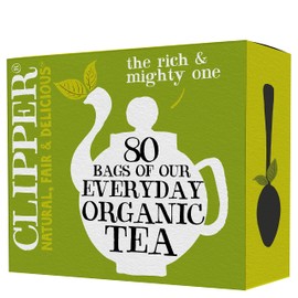 Clipper Tea, Organic Fairtrade Everyday, Organic, USDA Non-GMO, Fair Trade, Sustainable Caffeinated Tea, 1 Pack, 80 Unbleached Tea Bags