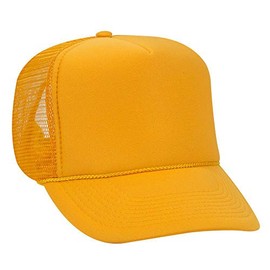 Otto Polyester Foam Front 5 Panel High Crown Mesh Back Trucker Hat - Gold