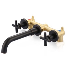 Oil Rubbed Bronze Bathroom Faucet - ARCORA Wall Mount Bathroom Faucet, 2 Handle Vanity Faucet Rough in Valve Included