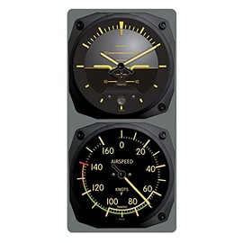 Trintec Vintage Aircraft Horizon Wall Clock/Airspeed Thermometer (°F) Combo