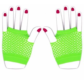 The Glowhouse 80s Neon Fishnet Gloves Short and Long Vibrant Colours (Short Green)