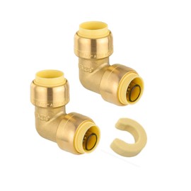 EFIELD 1/2" 90 Degree Angle Brass Fittings for Connecting Copper, PEX, CPVC Pipe with 1/2" Separator Clamp (2, 1/2"), Pack of 2