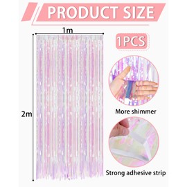 ZAMXHUG Tinsel Curtains, Iridescent Glitter, Metallic Glitter Curtain Fringe, Glitter Tinsel Curtain, Decoration for Christmas Tree, Birthdays, Festivals, Party, Children's Birthday Party, Stage