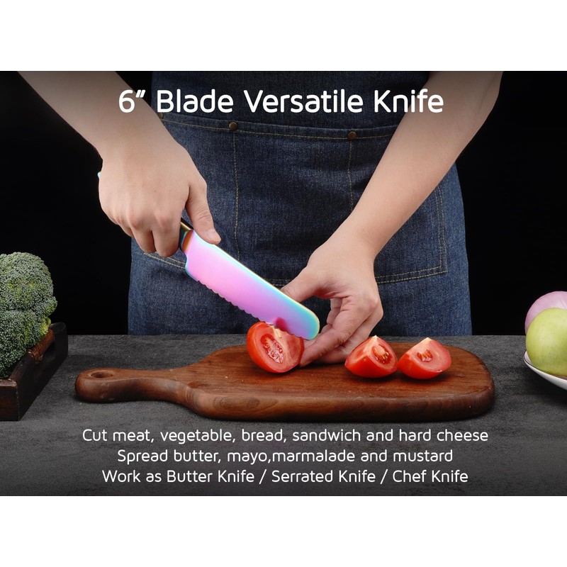 WELLSTAR Sandwich Knife, 6 inch Serrated Utility Knife High Carbon