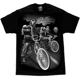 Cruising Lowrider Bike IT Clown Joker Cholo Gangster David Gonzales DGA T Shirt XXX-Large Black