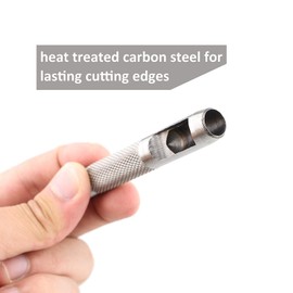 Spurtar 6PCS Leather Hole Punch 1/8'' - 5/16'' Heavy Duty Round Hollow Belt Hole Puncher High Carbon Steel Leather Punch Tool for Belts Watch Cloth Gaskets with Storage Bag