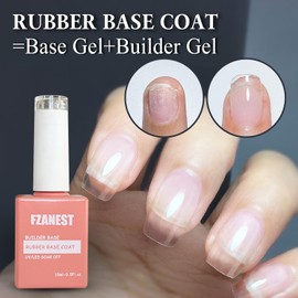 FZANEST Rubber Base Gel Polish 6pcs*7.5ml Set,6 in 1 Builder Gel in a Bottle,Nail Strengthener Base Gel with Jelly Natural Nude Pink Color UV Gel Nail Polish Kit,Quick Extension Gel Soak Off