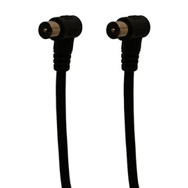 electrosmart Black Male Coax Plug to Male Coax Plug Cable with 90 Degree Right Angled Connectors Length: 0.75m / 75cm