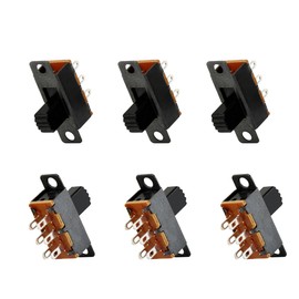 Slide Switch, 2 Position, On/Off Switch, 6 Pack, 6mm Handle, 23x7.6x18mm, Lock Type, 2P2T, 6 Terminal, Micro Switch, Small Switch