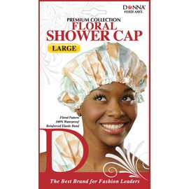 Donna Gorro Ducha Mujer Reutilizable Impermeable Accesorio Viaje Diseño Floral Spa Beige Grande