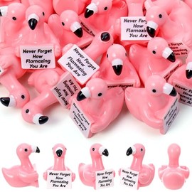 32pcs Positive Mini Flamingo Figurines - Cute Emotional Tiny Animals Flamingo Decorations Inspirational Motivational Gift with Encouragement Words for Colleague Staff Teacher