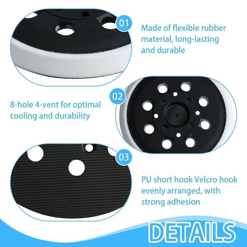 LANAFAY Sanding Disc 125 mm Velcro Backing Pad with 8
