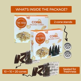 Copal Incense Cones - Total 20 Cone Incense - Dual Pack of 10 Insence Cones - Incense Cones Scented - Cone Incense Scents - Insense Cones - Incent Cone