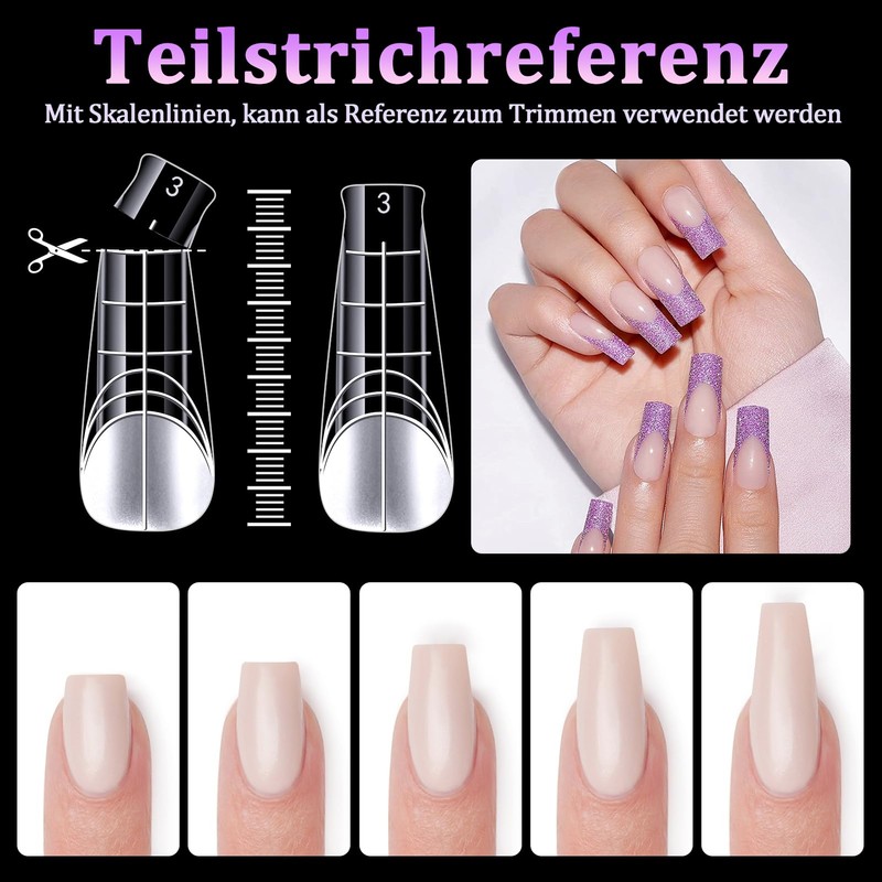 Kiiwah Pack of 120 Dual Shape Nails, Polygel Tips with