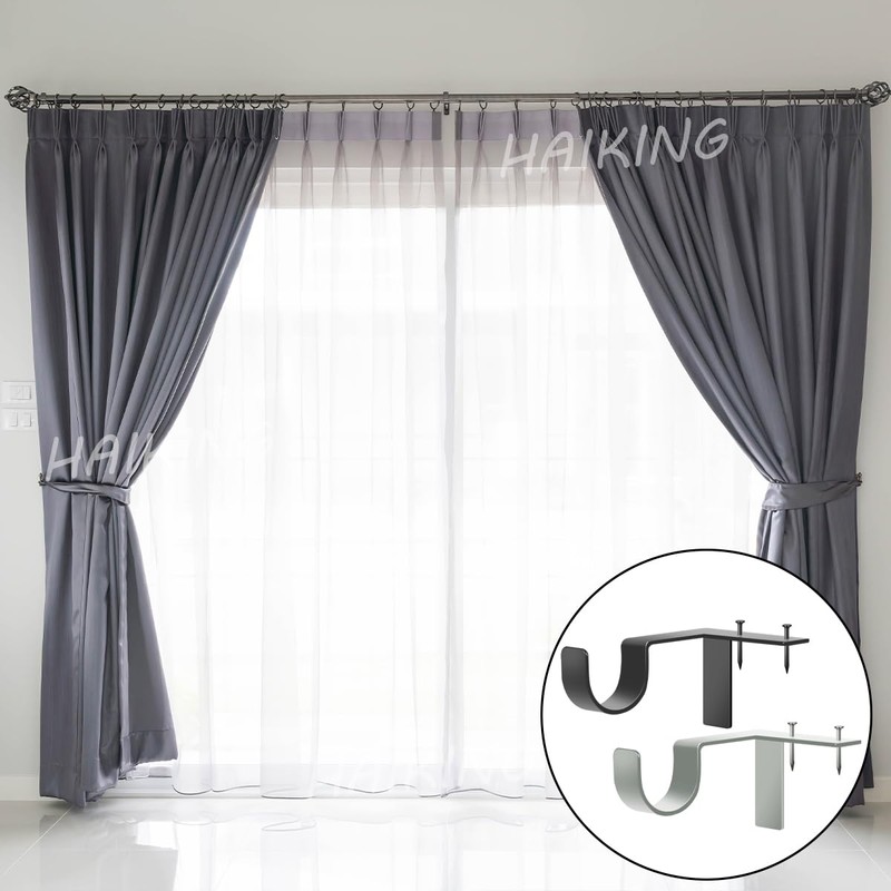 HAIKING Curtain Rod Bracket, 4 PCS Adjustable Curtain Rod Holders