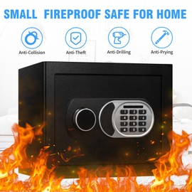 ToruKeep 1.8 Cuft Small Safe Box with Fireproof Waterproof Bag, Safes for Home Documents, Anti-Theft Safety Box With Digital Keypad, Smart Alert System, Spare Keys, Personal Safe for Cash Money