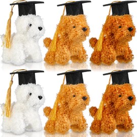 Hungdao 6 Pcs Graduation Stuffed Animal Dogs Puppy Stuffed Animal with Graduation Plush Stuffed Animals Dog for Classroom School Pet Party Kindergarten Elementary High School College (Stand Style)