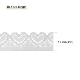 MECCANIXITY 0.7 Inch Wide 10 Yard Lace Ribbon Heart Pattern White Lace Trim Ribbon for Gift Wrapping Bouquets, Wedding Decor Sewing Making, and DIY Crafts