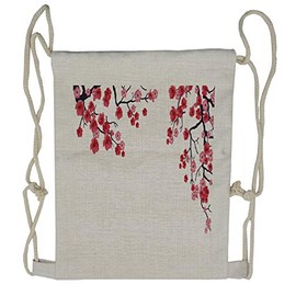 Ambesonne Vintage Drawstring Backpack, Sakura Branch Petal, Sackpack Bag
