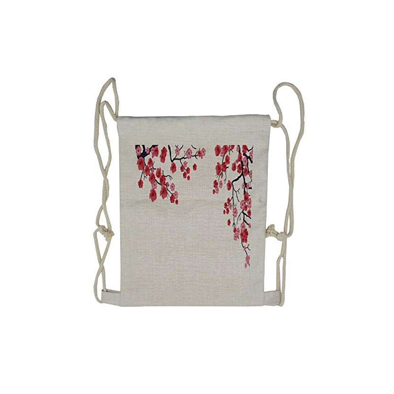 Ambesonne Vintage Drawstring Backpack, Sakura Branch Petal, Sackpack Bag