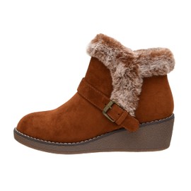 CUSHIONAIRE Women's Rhodes wedge bootie +Memory Foam, Chestnut 9 W