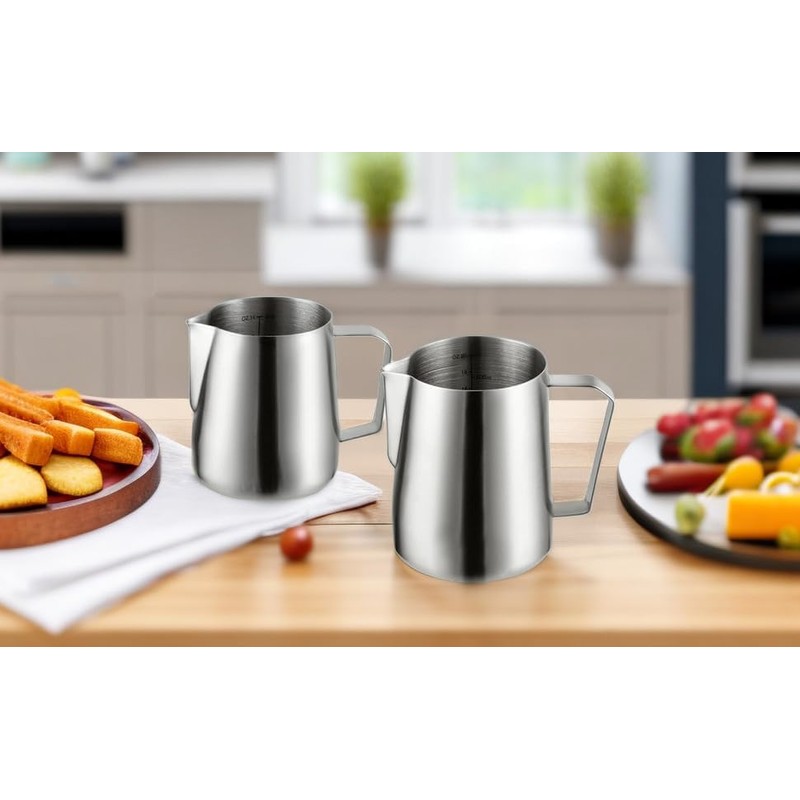 Wrobic Milk Jug, Milk Pitcher 400 ml, 12 fl.oz. Stainless